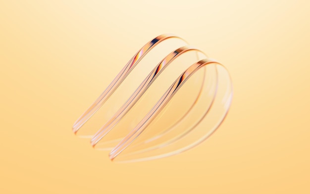 Transparent curve glass 3d rendering