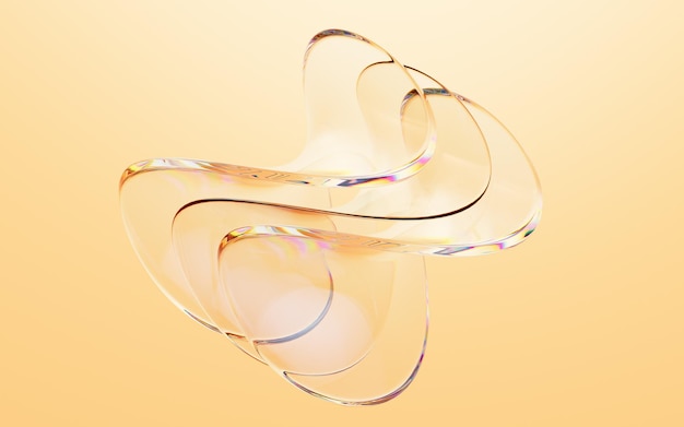 Transparent curve glass 3d rendering