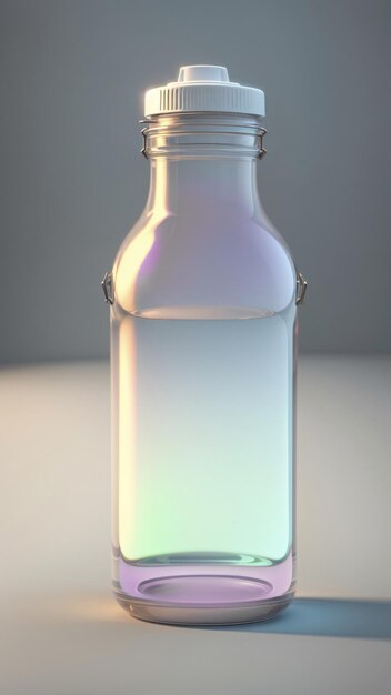 투명한 음료 병 3D 렌더링 일러스트레이션 Mock Up 디자인 요소