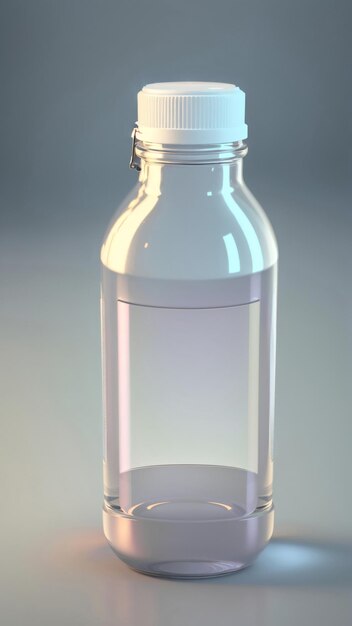 투명한 음료 병 3D 렌더링 일러스트레이션 Mock Up 디자인 요소