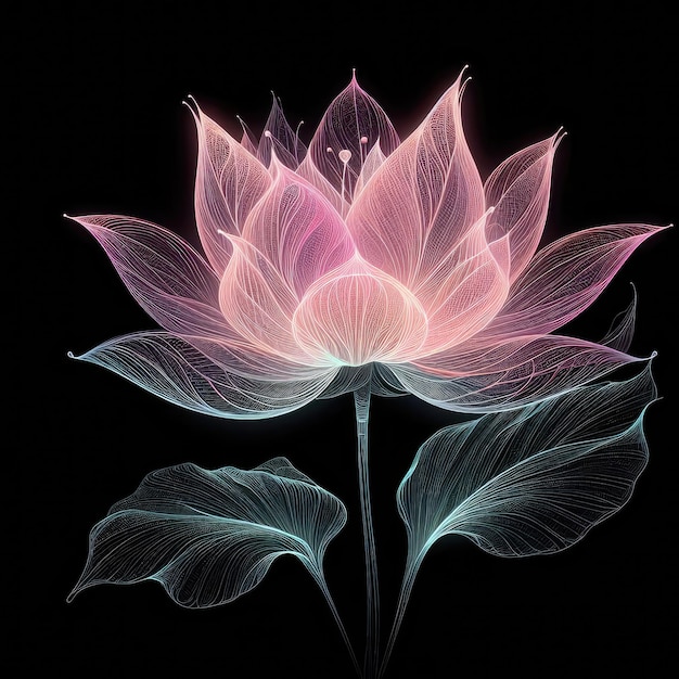 Transparent embroidered lotus with Generative AI