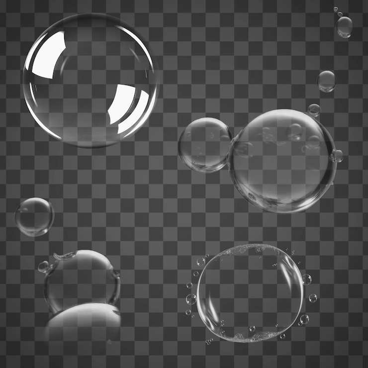 Photo transparent floating bubbles design element psd set