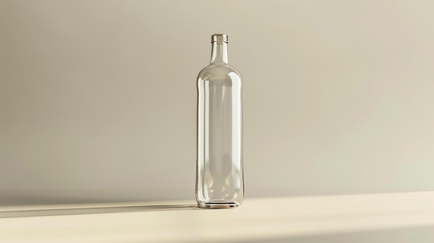 Transparent glass bottle with silver cap 3d rendering