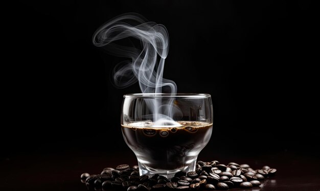 Foto tazza di vetro trasparente caffè caldo creazione utilizzando strumenti di intelligenza artificiale generativa