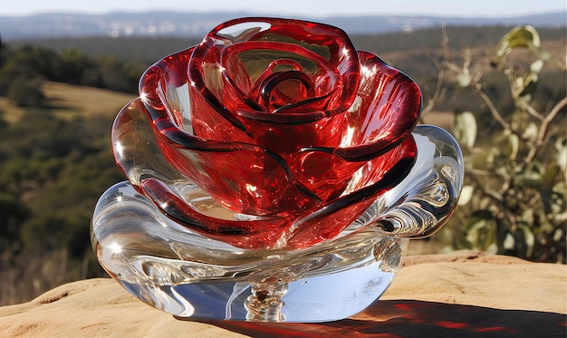 Transparent glass highlights the intricate beauty of rose petals Creating using generative AI tools