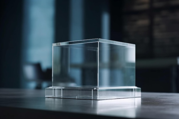 Foto podio in vetro trasparente