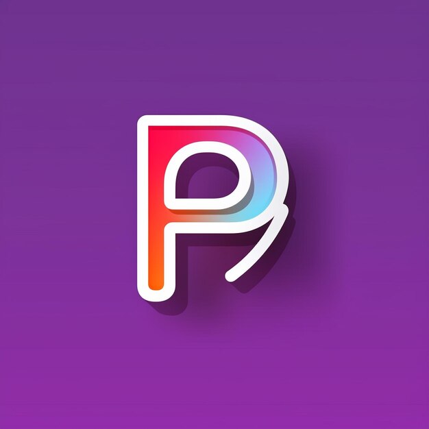 Transparent glass texture and solid P Letter is the smooth thicken logo icon