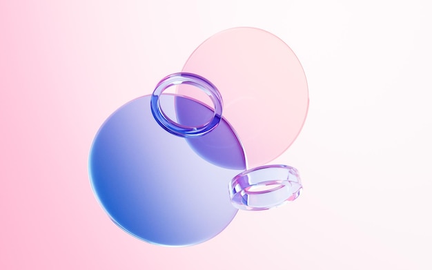 Transparent glass with gradient colors 3d rendering