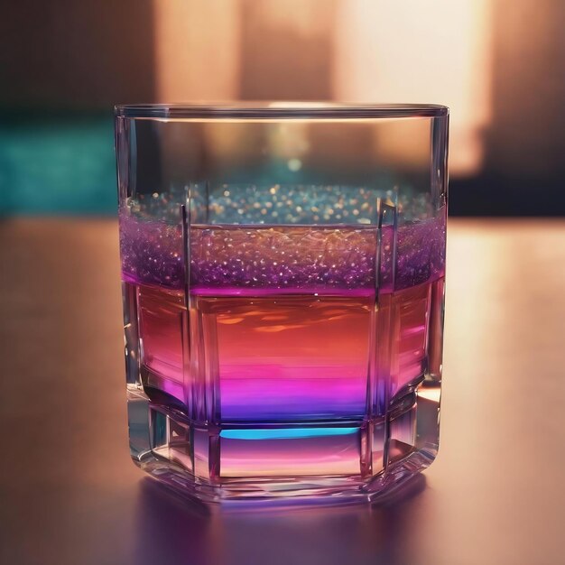 Transparent glass with gradient colors 3d rendering