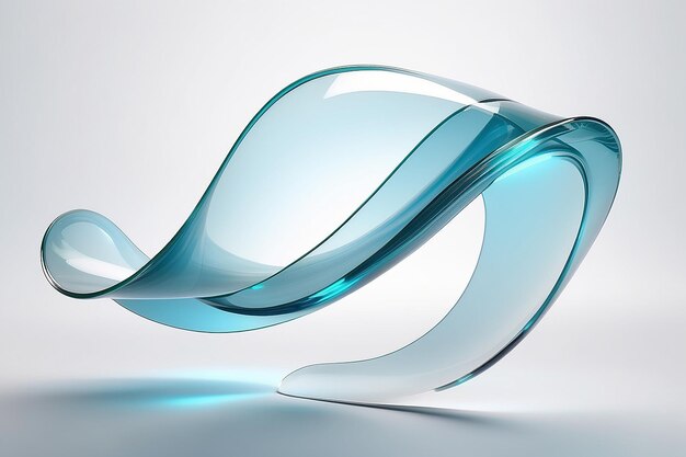 Transparent glossy glass ribbon Curved wave in motion