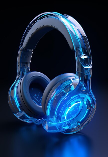 Photo transparent headphones light wireless headphones picture ai generated art