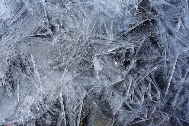 Transparent ice crystals texture cracked background