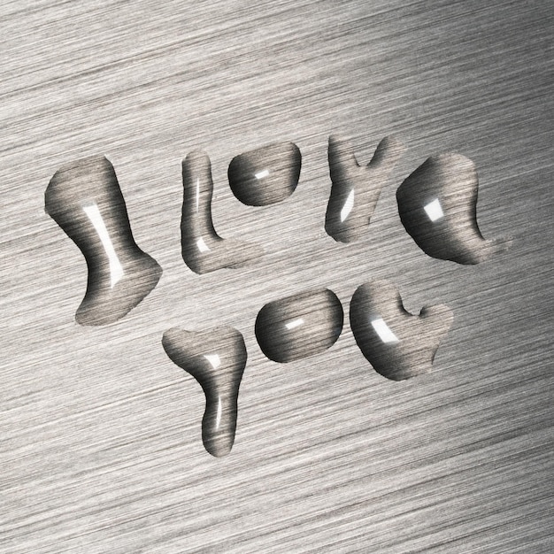 Photo transparent inscription i love you on a gray metal surface