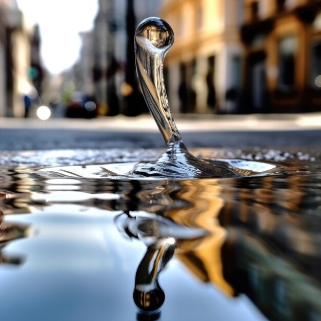 прозрачная струя воды из крана на улице