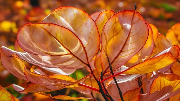 Transparent leaves with orange and yellow