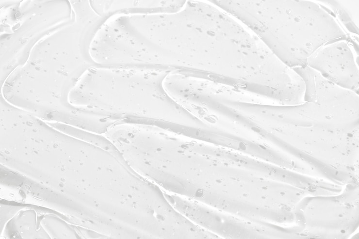 Photo transparent liquid gel cosmetic skincare product texture face cream body lotion swipe swatch
