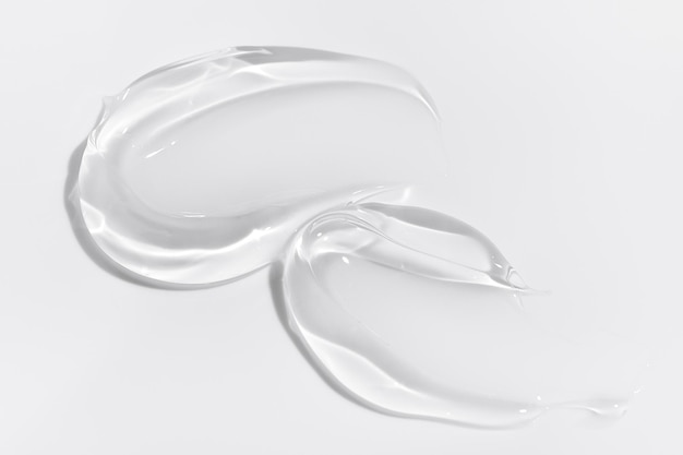 写真 透明な液体ゲルを白い背景に化品のテクスチャーをスウォッチ