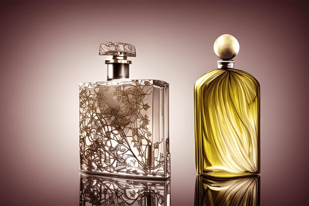 Transparent Perfume Bottle On An Amazing Studio Background perfume bottle Mockup