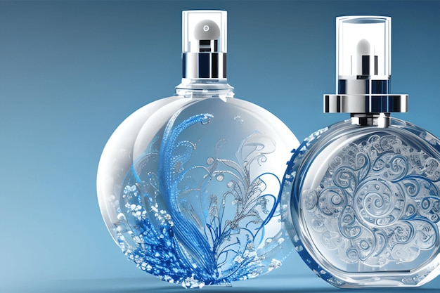 Transparent Perfume Bottle On An Amazing Studio Background perfume bottle Mockup