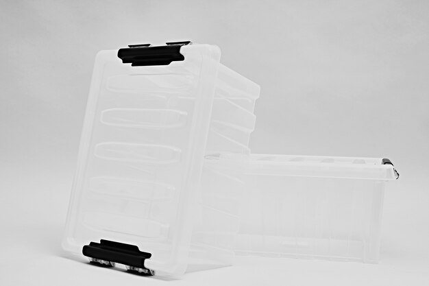 Photo transparent plastic box for storage and transportation