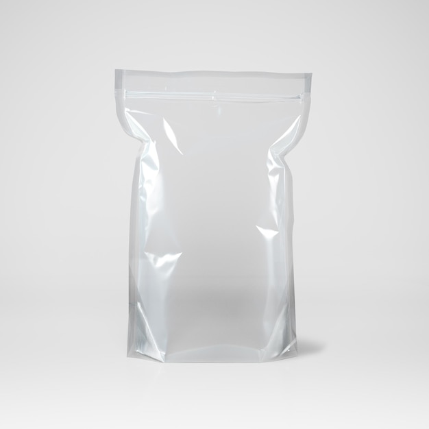 Transparent plastic packaging bag