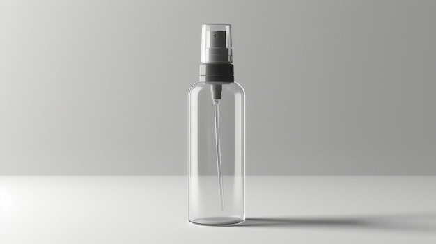 Photo transparent plastic spray bottle mockup