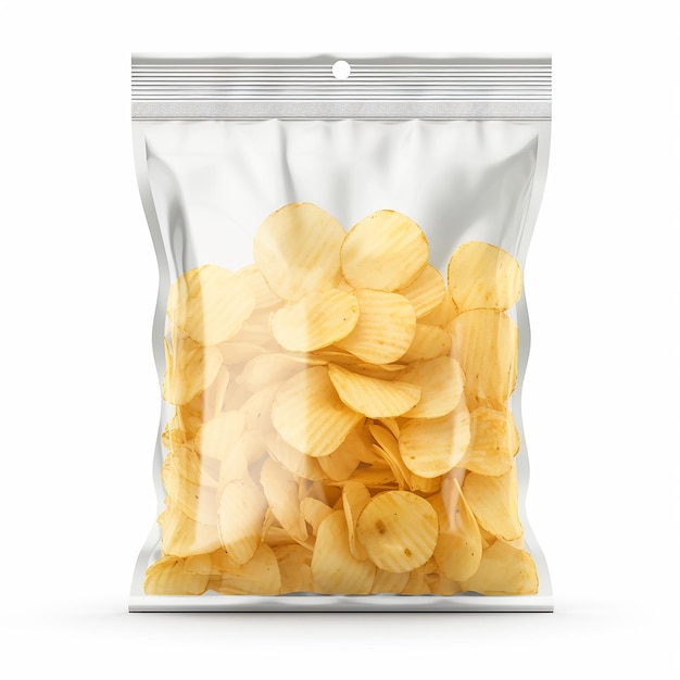 Photo transparent potato chips bag