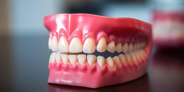 Transparent red aligner and 3D printed jaw model