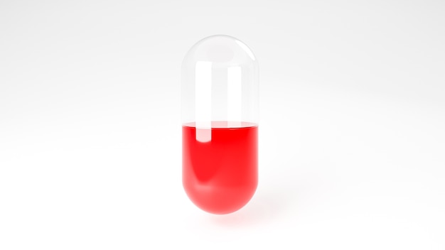 Transparent and red capsule pill