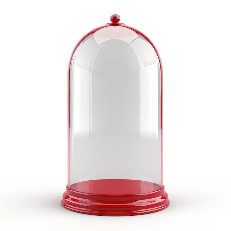 Photo transparent red glass display dome