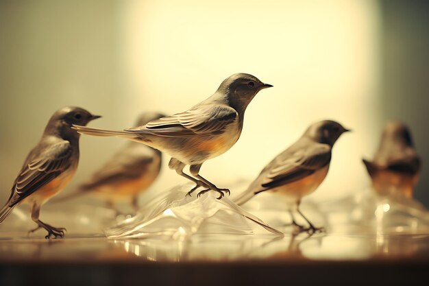 透明な影が鳥と重なり合う効果