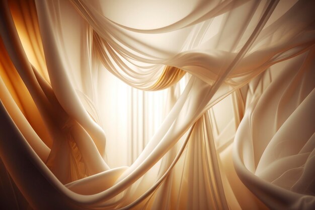 Transparent silk airy fabric in roomwarm background elegant style