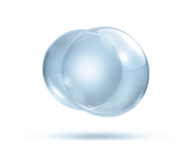 Transparent soap or water bubbles on a white background