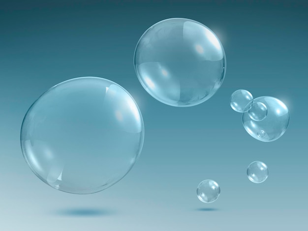 Transparent soap or water bubbles