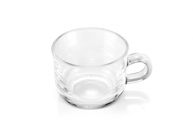 Transparent tea cup isolated on white background