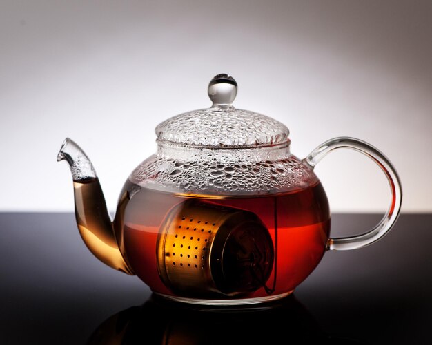 Transparent Teapot with tea