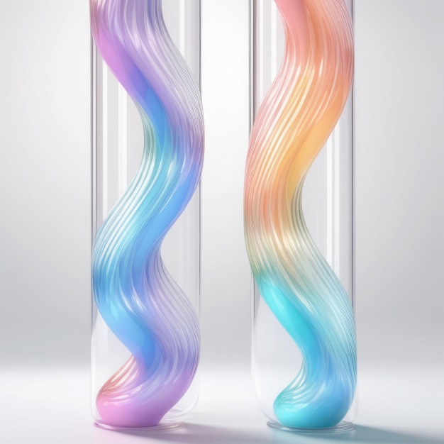 Transparent tubes of unusual shapes in pastel colors