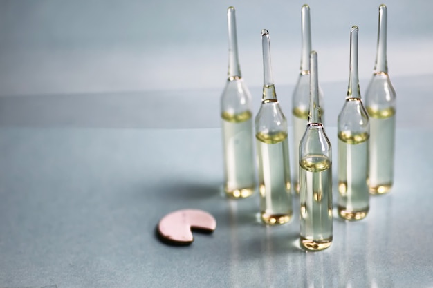 Transparent vials of medicine