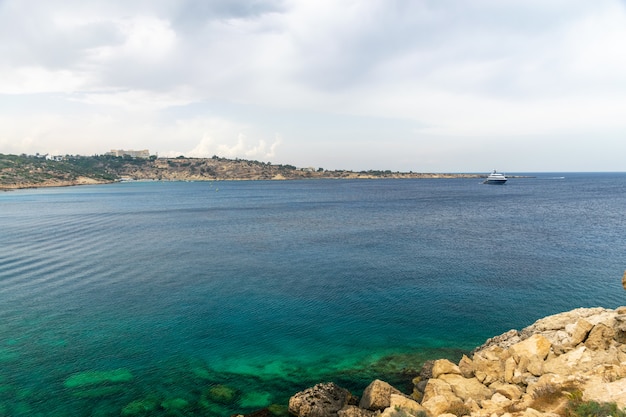 Transparent water along the azure coast of the Mediterranean Sea.