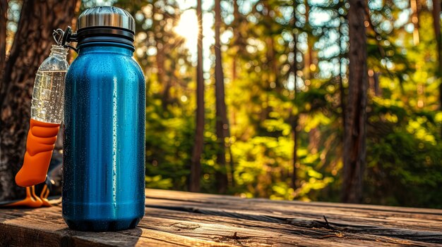 Transparent water bottle sleek and essential epitomizing hydration environmental responsibility