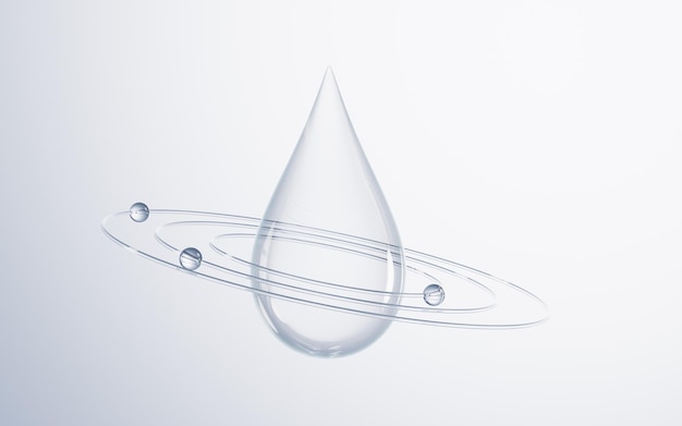 Photo transparent water drop with white background 3d rendering