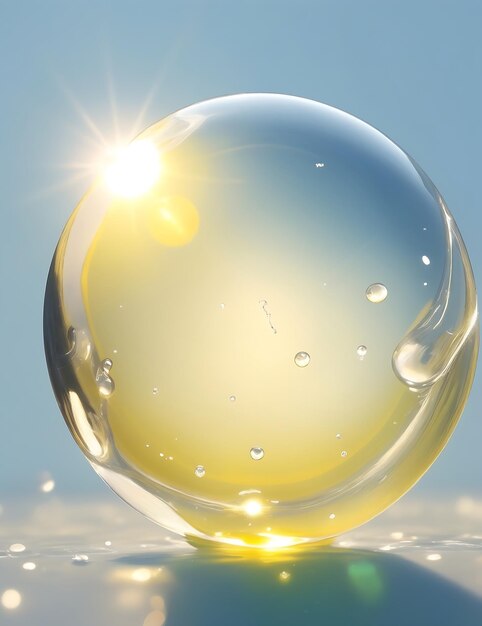 Прозрачные капли воды непрозрачная стеклянная сфера с блеском и тенью на белом
