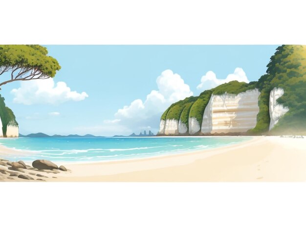 Photo transparent watercolor panoramic picture of cascading waterfalls