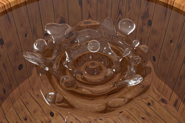 Transparent wave liquid ripples by fluid simulation 3d rendering