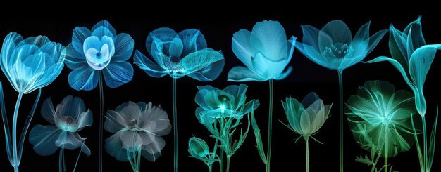 Transparent XRay Flowers in Monochrome Artistic Display