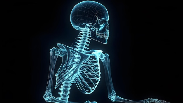 Transparent xray human skull hologram generative ai