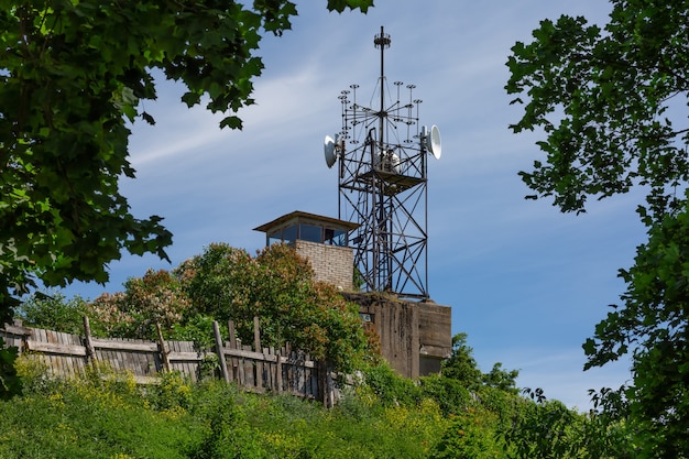 transponder beacon on the grassy hill in kronshtadt russia