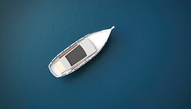 Photo transport concept with boat top view