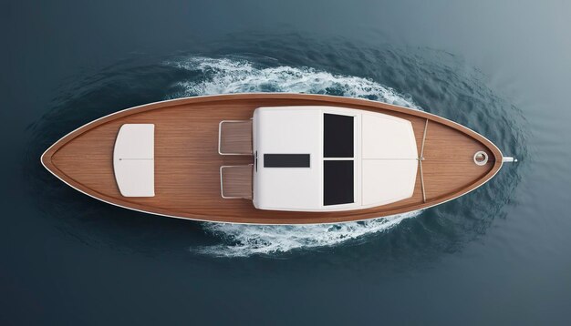 Photo transport concept with boat top view