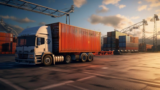 Transport Trucks and Cargo Containers
